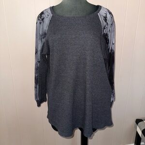 Umgee - Tie Dye Sleeve Waffle Knit Tunic